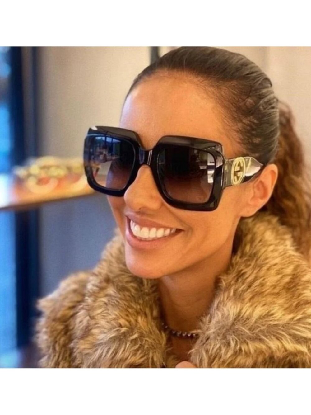 New - 💯- GUCCI GG1022 006 54 23 Oversize Black Sunglasses